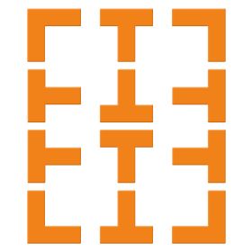 12Pcs Pickle Ball Court Marking Kit 8Pcs T-Shaped Markers 4Pcs L-Shaped Markers Throw Down Silicone Pickleball Court Lines Reusable Boundary Lines wit (Option: Orange)