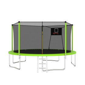 14FT Trampoline Set with Swing,Sports Fitness Trampolines with Enclosure Net, Recreational Trampolines for Outdoor Indoor (Color: as Pic)